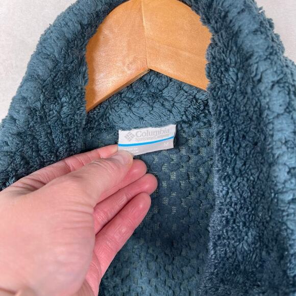 Columbia Teal Blue Green Pearl Plush II Fleece Full Zip Jacket Women's Medium - Picture 5 of 6